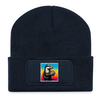 loutre - Beanie recyclé à patch - bleu marine - Devant