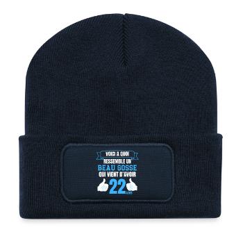 Birthday 22 Years Boy Funny Handsome - Recycled Patch Beanie - french navy - Front