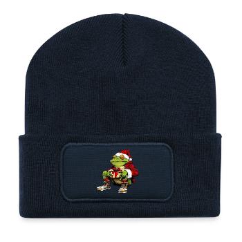 Santa Claus Frog - Recycled Patch Beanie - french navy - Front