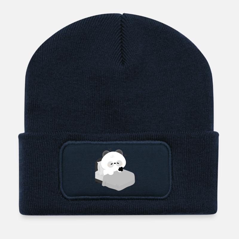 Müdes Panda-Bett - Recycelte Patch Beanie - French Navy