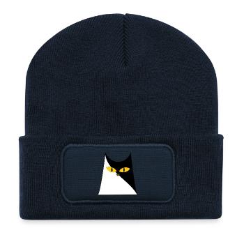 Cat with Yellow Eyes - Recycled Patch Beanie - french navy - Front