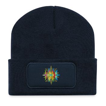 Colorful Geometric Star Ornament – Ethno Design - Recycled Patch Beanie - french navy - Front