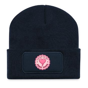 Love Badge Punk Rose - Beanie recyclé à patch - bleu marine - Devant