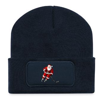 Weihnachten Eishockeyspieler - Recycelte Patch Beanie - French Navy - Vorne