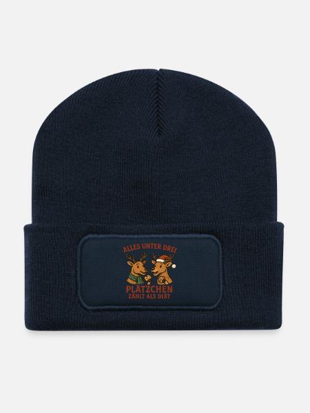 Alles unter drei Plätzchen zählt als Diät - Shirt - Recycelte Patch Beanie - French Navy