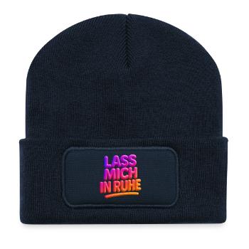 Lass Mich In Ruhe Neon 3D Typografie - Recycelte Patch Beanie - French Navy - Vorne