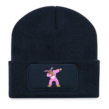 Dabbing Bigfoot in Funny Pink Easter Bunny Suit - Recycled Patch Beanie - french navy - Front