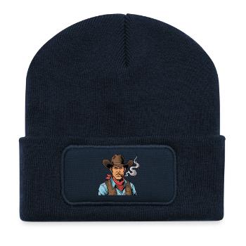 Cowboy with Cigar - Recycled Patch Beanie - french navy - Front