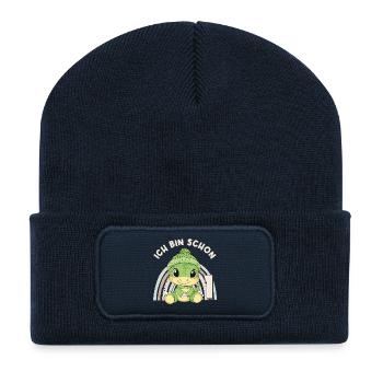 1st Birthday Dinosaur Rainbow Cute Cute - Recycled Patch Beanie - french navy - Front