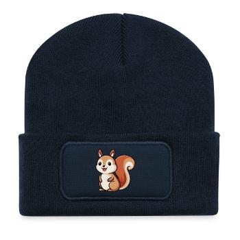 Verspielter Eichhörnchen-Zauber - Recycelte Patch Beanie - French Navy - Vorne