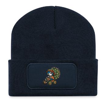 Éleveur de tracteurs à oiseaux paon - Beanie recyclé à patch - bleu marine - Devant