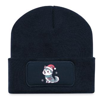 Nordic Christmas Puppy - Recycled Patch Beanie - french navy - Front