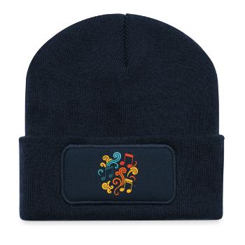 Notes de musique colorées - Beanie recyclé à patch - bleu marine - Devant