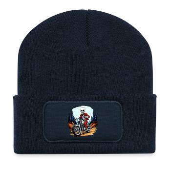 Motard squelette - Beanie recyclé à patch - bleu marine - Devant