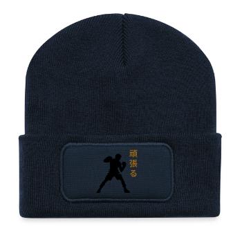 Boxing Japanese characters - Recycled Patch Beanie - french navy - Front