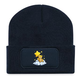 Ours Étoile sur le Nuage – Rêve de câlin - Beanie recyclé à patch - bleu marine - Devant
