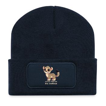 Petit guépard, grand courage - Beanie recyclé à patch - bleu marine - Devant
