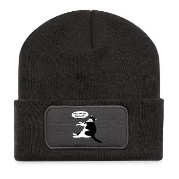 Qu’est-ce que tu regardes ? - Beanie recyclé à patch - charbon - Devant