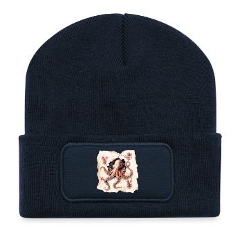 Pieuvre - Beanie recyclé à patch - bleu marine - Devant