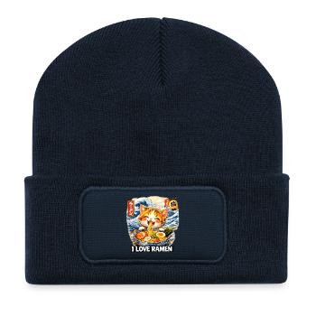 J’adore Ramen Cat Neko Kawaii Anime - Beanie recyclé à patch - bleu marine - Devant