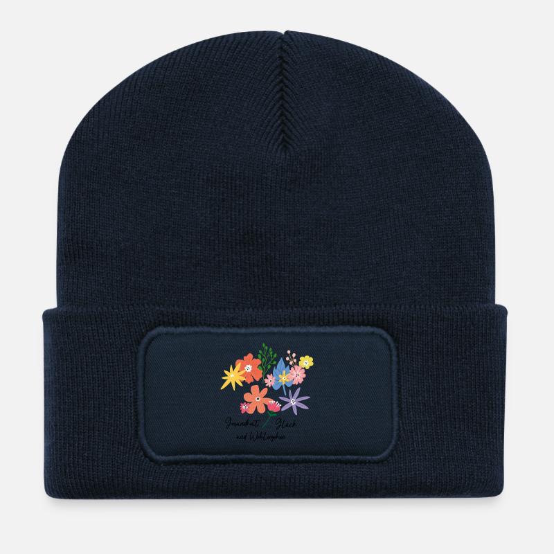 Blumenbouquet  - Recycelte Patch Beanie - French Navy