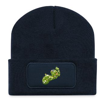 Green footprint of flowers and nature - Recycled Patch Beanie - french navy - Front