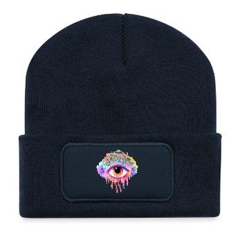 Œil arc-en-ciel - Beanie recyclé à patch - bleu marine - Devant