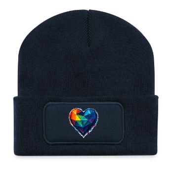Amour - Cœur - Saint Valentin - Mariage - Beanie recyclé à patch - bleu marine - Devant
