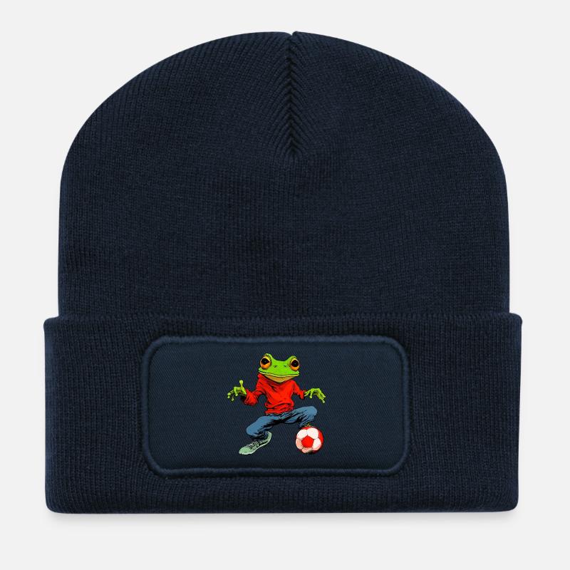 Frosch Fussball - Recycelte Patch Beanie - French Navy