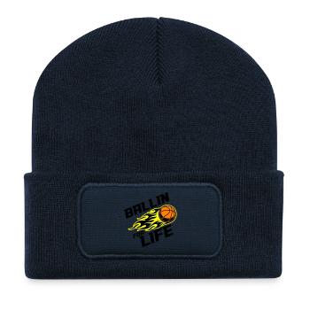 Basketball Ballin Spruch - Recycelte Patch Beanie - French Navy - Vorne