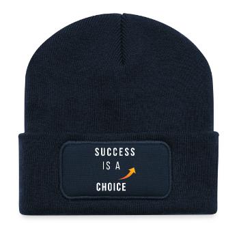 Success Is a Choice Motivational Arrow Quote Tee - Recycled Patch Beanie - french navy - Front