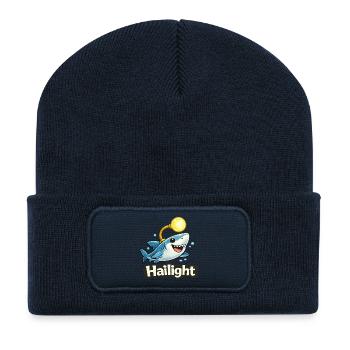 Hai Light / Highlight lustiges Wortwitz Shirt - Recycelte Patch Beanie - French Navy - Vorne
