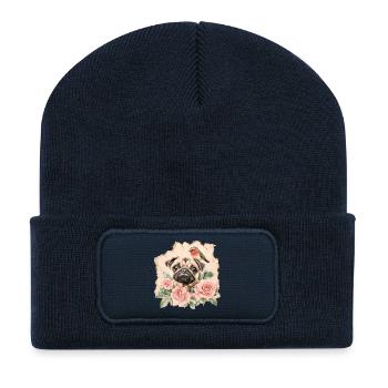 Mops und Rotkehlchen - Recycelte Patch Beanie - French Navy - Vorne