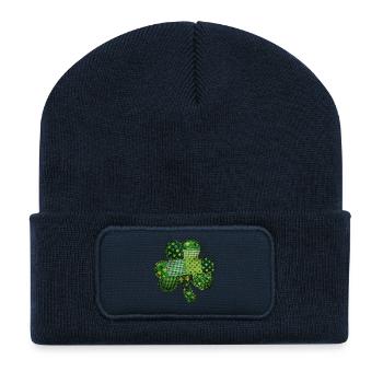Shamrock – Vintage Patchwork St. Patrick's - Recycled Patch Beanie - french navy - Front