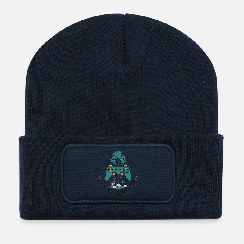 Level Up & Explore Badge - Recycled Patch Beanie - french navy