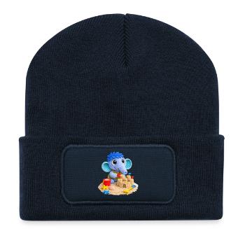 Leo Longnose on the Beach - Recycled Patch Beanie - french navy - Front
