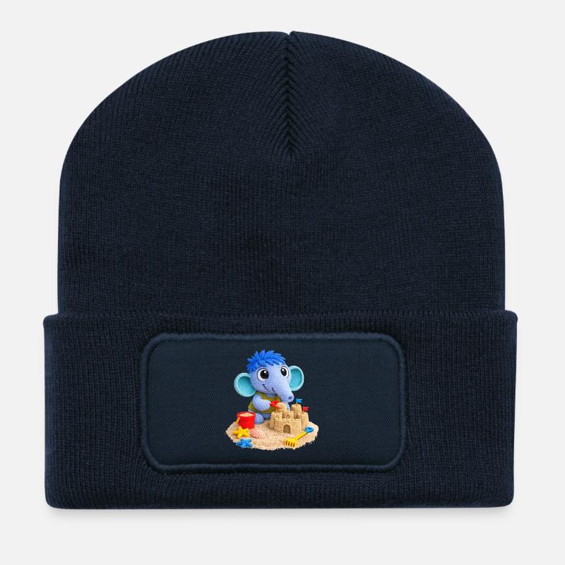 Leo Langnase am Strand - Recycelte Patch Beanie - French Navy