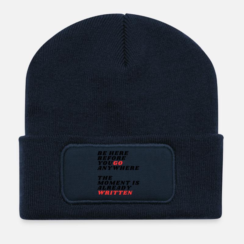 Be Here Before You Go Anywhere - Recycled Patch Beanie - french navy