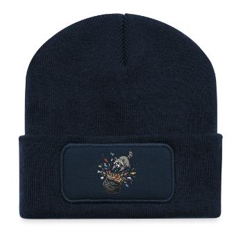 Waschbär Trash-Party Müllchaos - Recycelte Patch Beanie - French Navy - Vorne