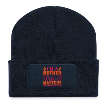 Maman avec un master Ne me sous-estime pas - Beanie recyclé à patch - bleu marine - Devant