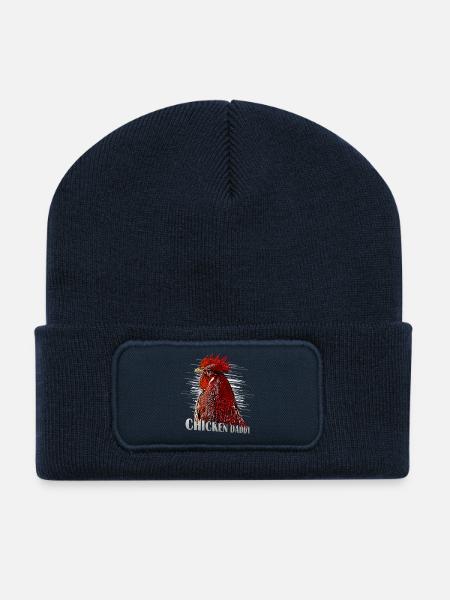 Chicken Fans - - Rooster - ChickenDaddy - Recycled Patch Beanie - french navy
