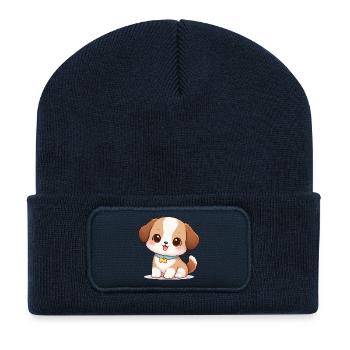 Hund Süß Comic - Recycelte Patch Beanie - French Navy - Vorne