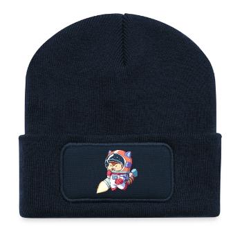 Katzenastronaut im Weltraumanzug - Recycelte Patch Beanie - French Navy - Vorne