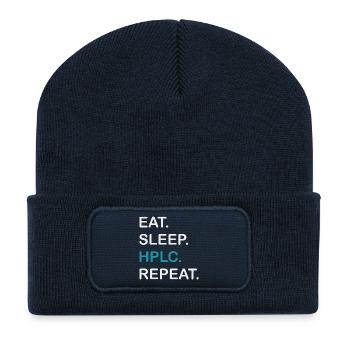 HPLC Performance Chromatography Eat Sleep Repeat - Recycelte Patch Beanie - French Navy - Vorne