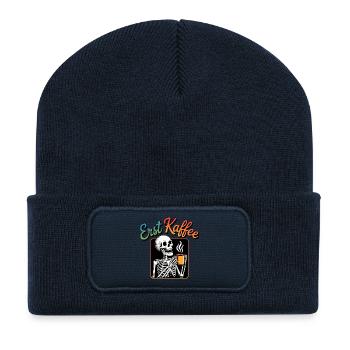 Erst Kaffee Skelett - Recycelte Patch Beanie - French Navy - Vorne
