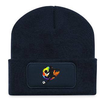 Fußball Shirt Spieler Silhouette Soccer Ball - Recycelte Patch Beanie - French Navy - Vorne