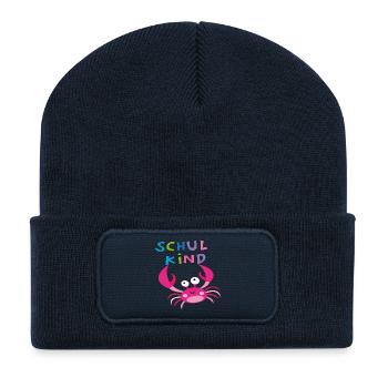 Schulkind  - Recycelte Patch Beanie - French Navy - Vorne