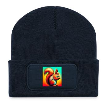 Eichhörnchen - Recycelte Patch Beanie - French Navy - Vorne