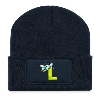 L wie Libelle  - Recycelte Patch Beanie - French Navy - Vorne