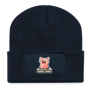 Oink-Pig Finanzen und Geld - Recycelte Patch Beanie - French Navy - Vorne